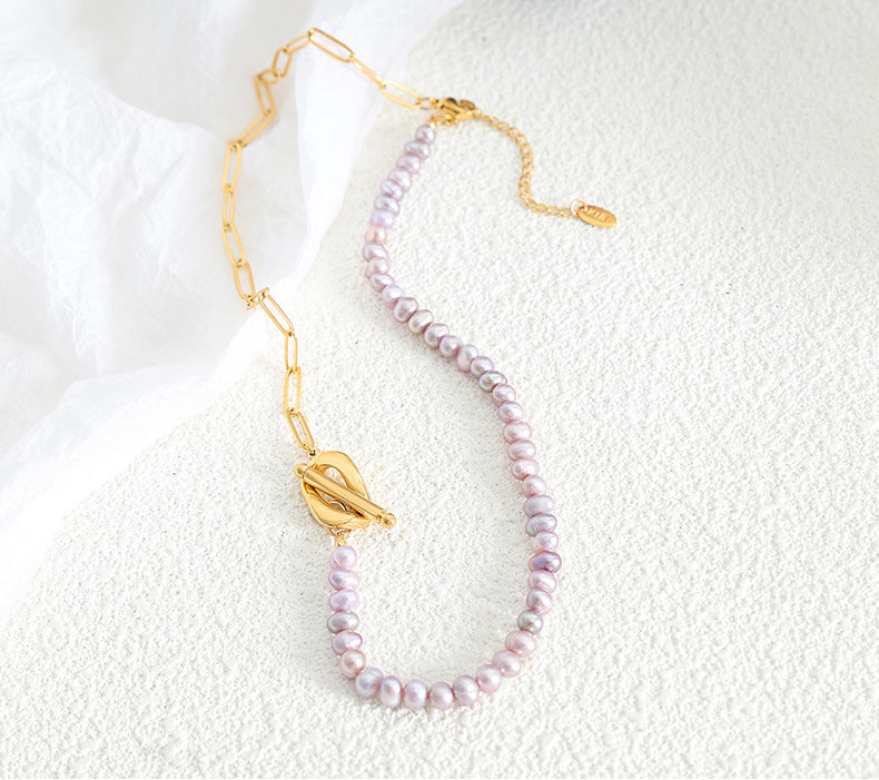 18K Gold Retro Palace Style Necklace With Lavender Pearls - Camili Bel Creations Gift Shop