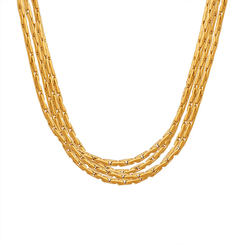 18K Gold Noble Multi-layered Chain Necklace - Camili Bel Creations Gift Shop