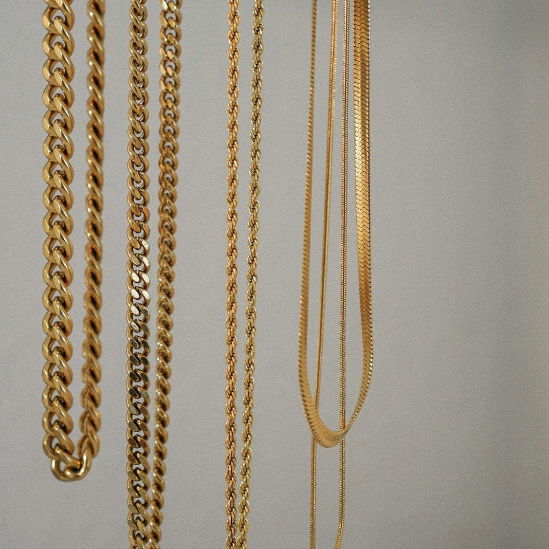 18K Gold Vintage Simple Cuban Chain Design Versatile Necklace - Camili Bel Creations Gift Shop