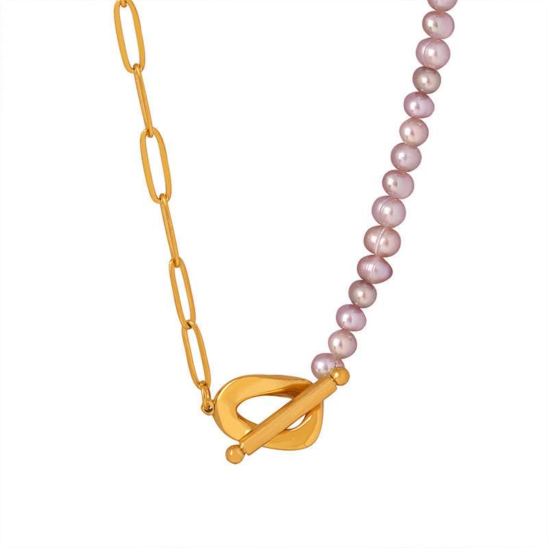 18K Gold Retro Palace Style Necklace With Lavender Pearls - Camili Bel Creations Gift Shop