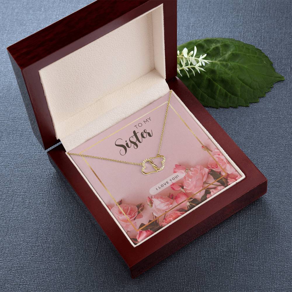 To My Sister : 14K Gold Everlasting Love Necklace, comes in a Luxurious Mahogany Style Box. - Camili Bel Creations Gift Shop