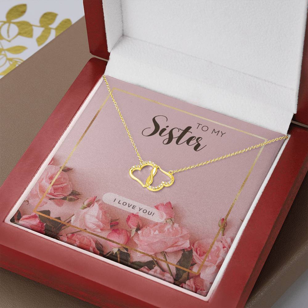 To My Sister : 14K Gold Everlasting Love Necklace, comes in a Luxurious Mahogany Style Box. - Camili Bel Creations Gift Shop