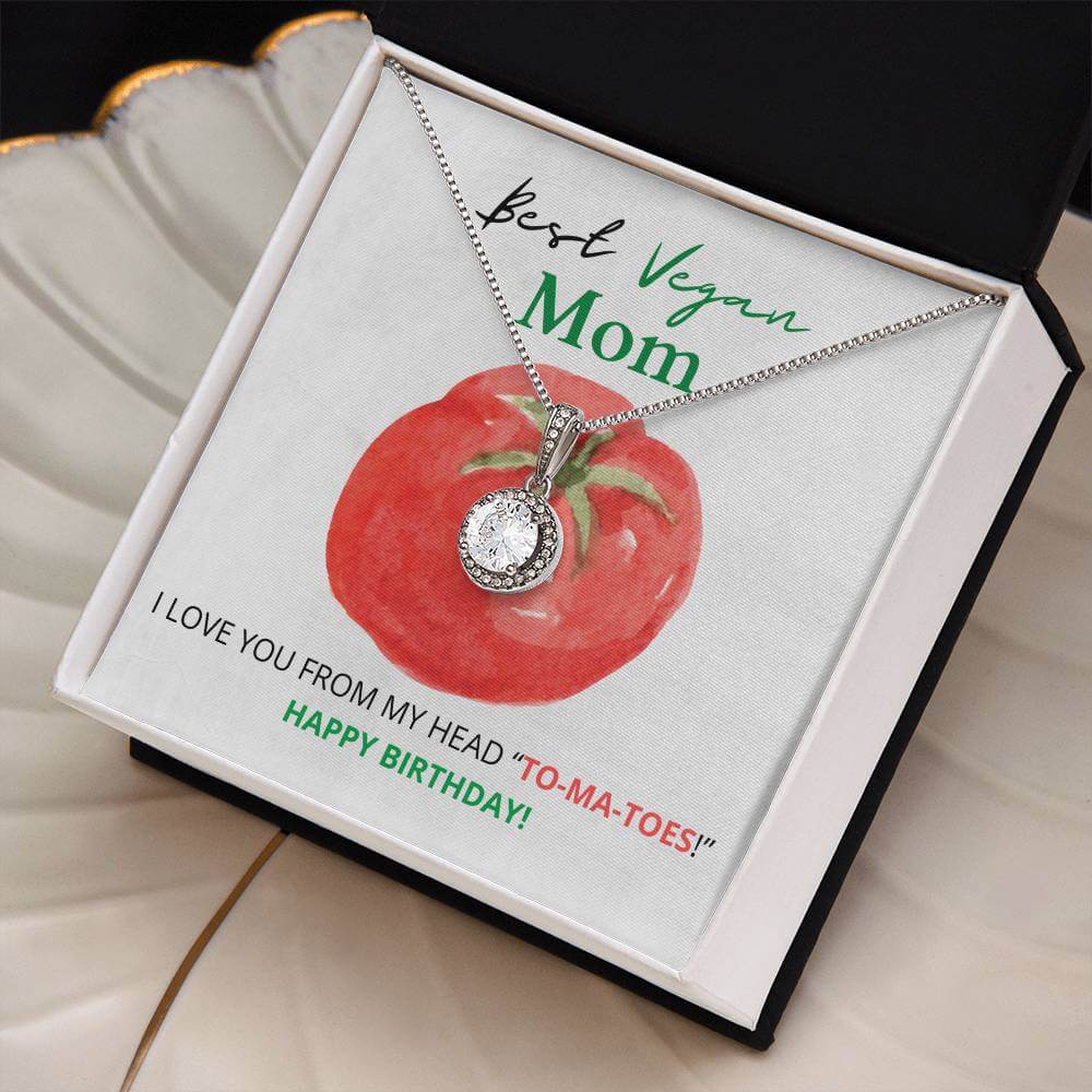 14K White Gold Finish Dazzling  Eternal Hope Necklace Gift For The Best Vegan Mom