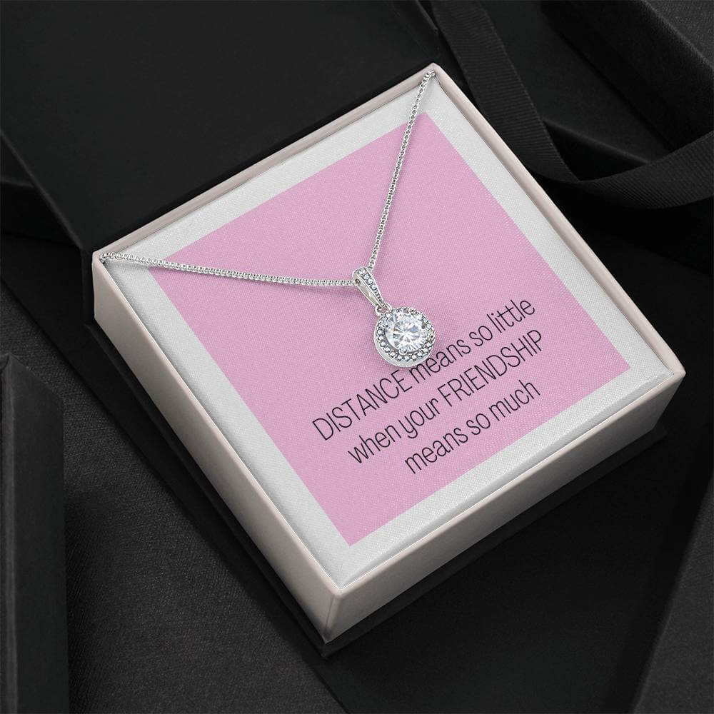 14K White Gold Finish Dazzling Eternal Hope Necklace Gift For Long Distance Friendship
