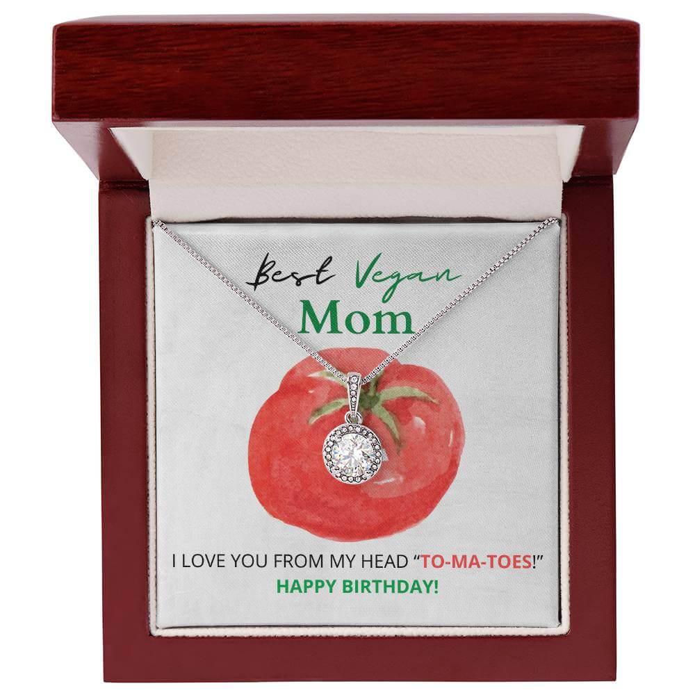 14K White Gold Finish Dazzling  Eternal Hope Necklace Gift For The Best Vegan Mom