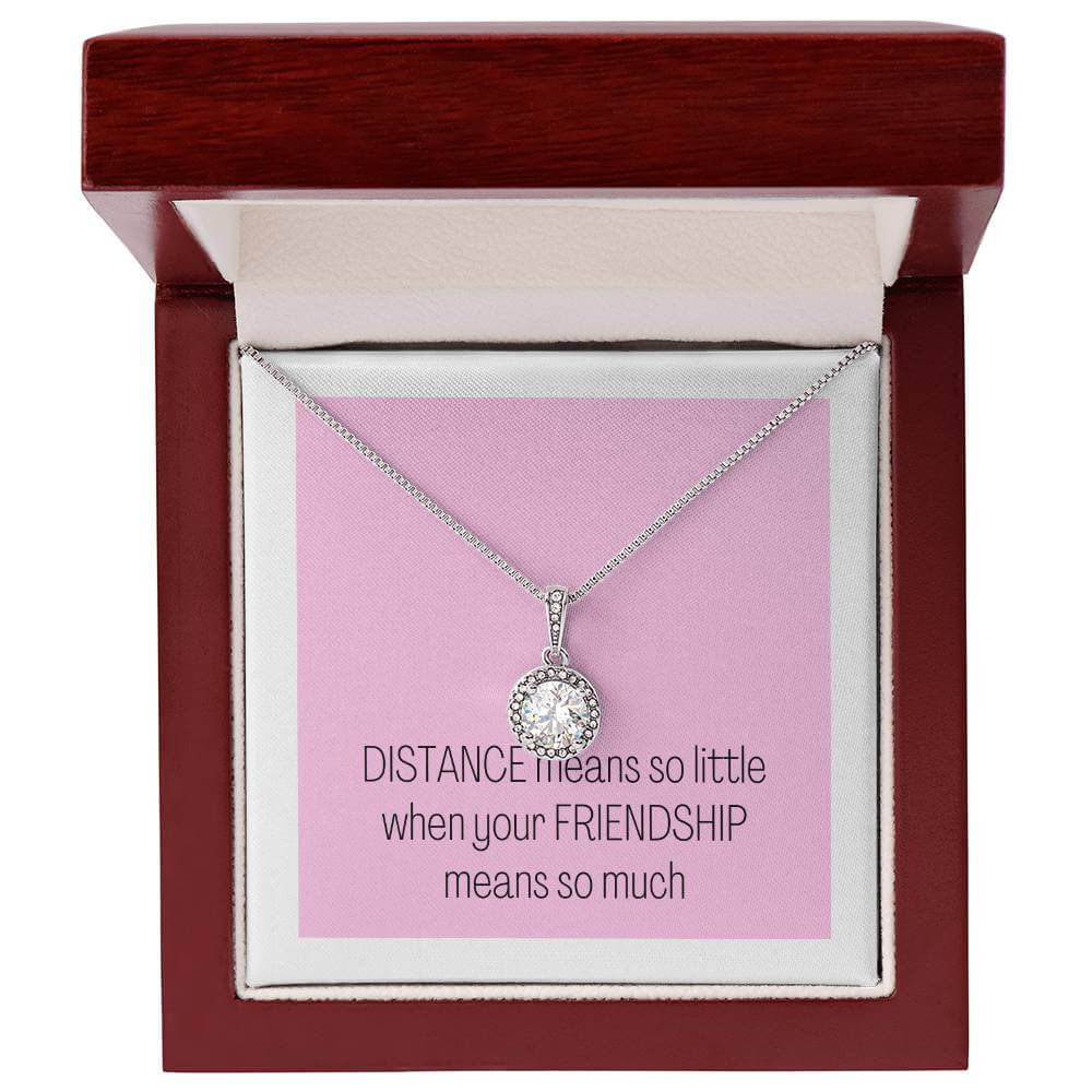 14K White Gold Finish Dazzling Eternal Hope Necklace Gift For Long Distance Friendship