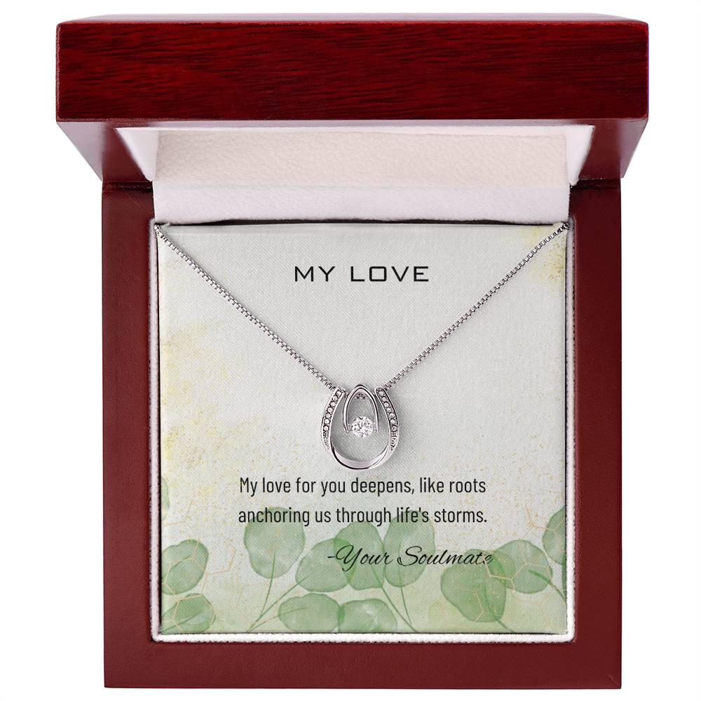 Lucky In Love 14K White Finish Gold Necklace I Gift To My Love I Gift For Soulmate, Girl Friend - Camili Bel Creations Gift Shop