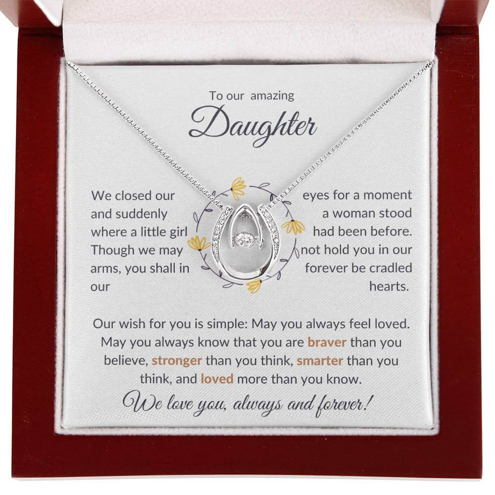 To Our Amazing Daughter, Stunning Lucky In Love Necklace Gift For Her. - Camili Bel Creations Gift Shop