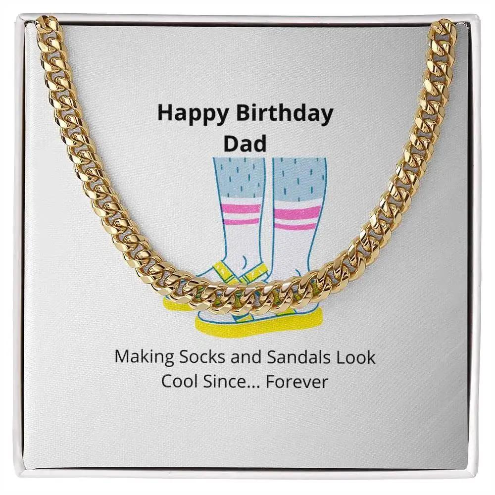 Happy Birthday Day Gift For Dad - 14K Yellow Gold Cuban Link Chain - Camili Bel Creations Gift Shop