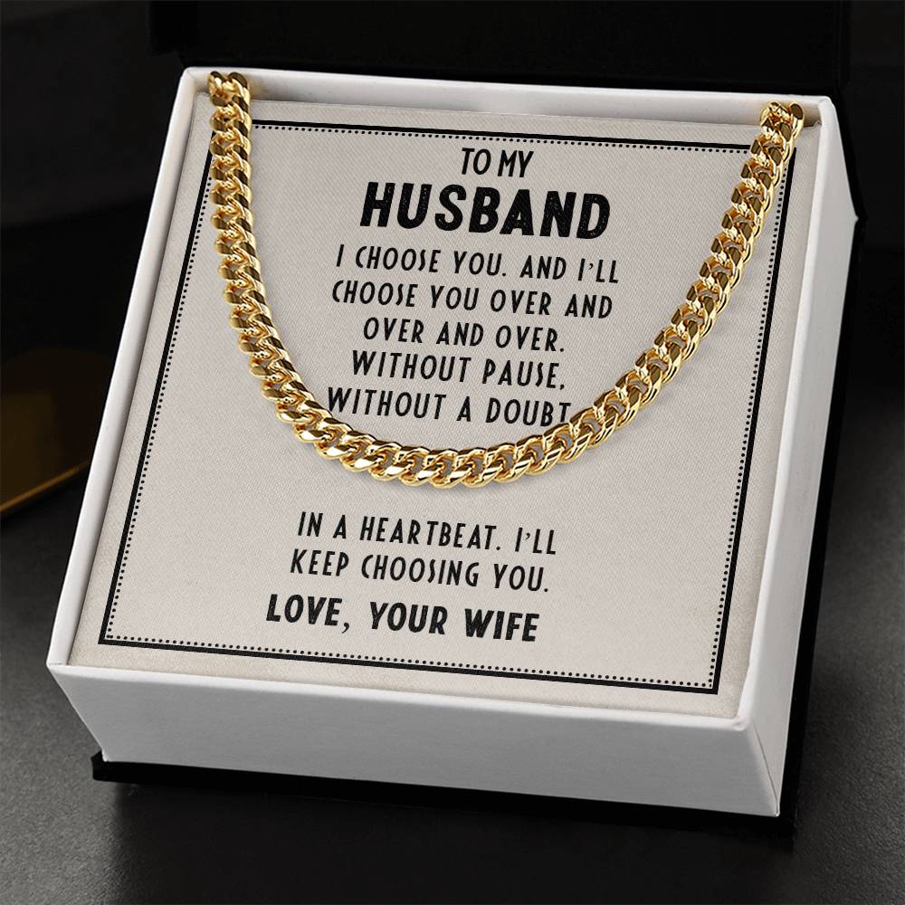 To My Husband - 14K Yellow Gold Classic Cuban Link Chain - Camili Bel Creations Gift Shop