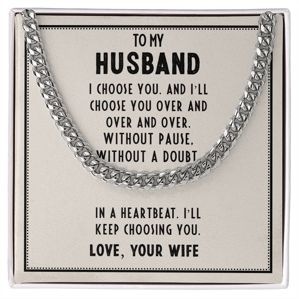 To My Husband - 14K Yellow Gold Classic Cuban Link Chain - Camili Bel Creations Gift Shop