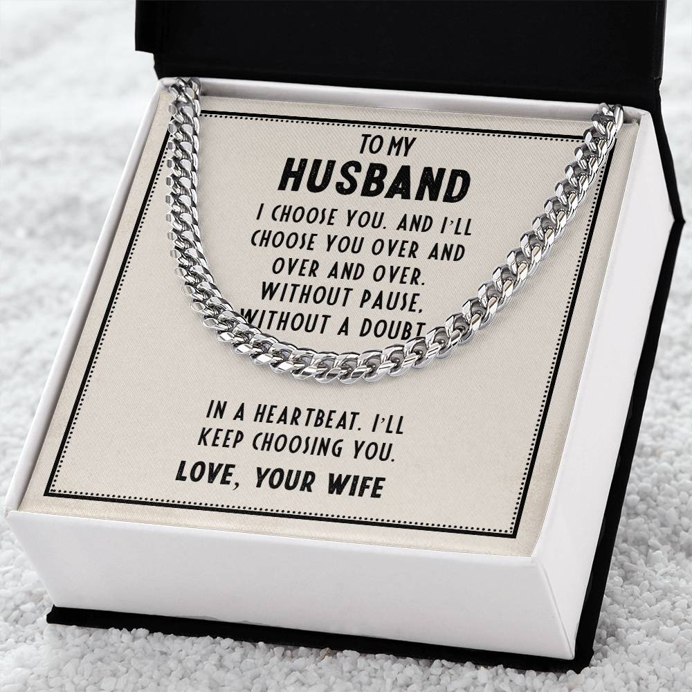 To My Husband - 14K Yellow Gold Classic Cuban Link Chain - Camili Bel Creations Gift Shop