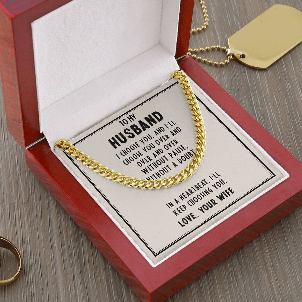 To My Husband - 14K Yellow Gold Classic Cuban Link Chain - Camili Bel Creations Gift Shop