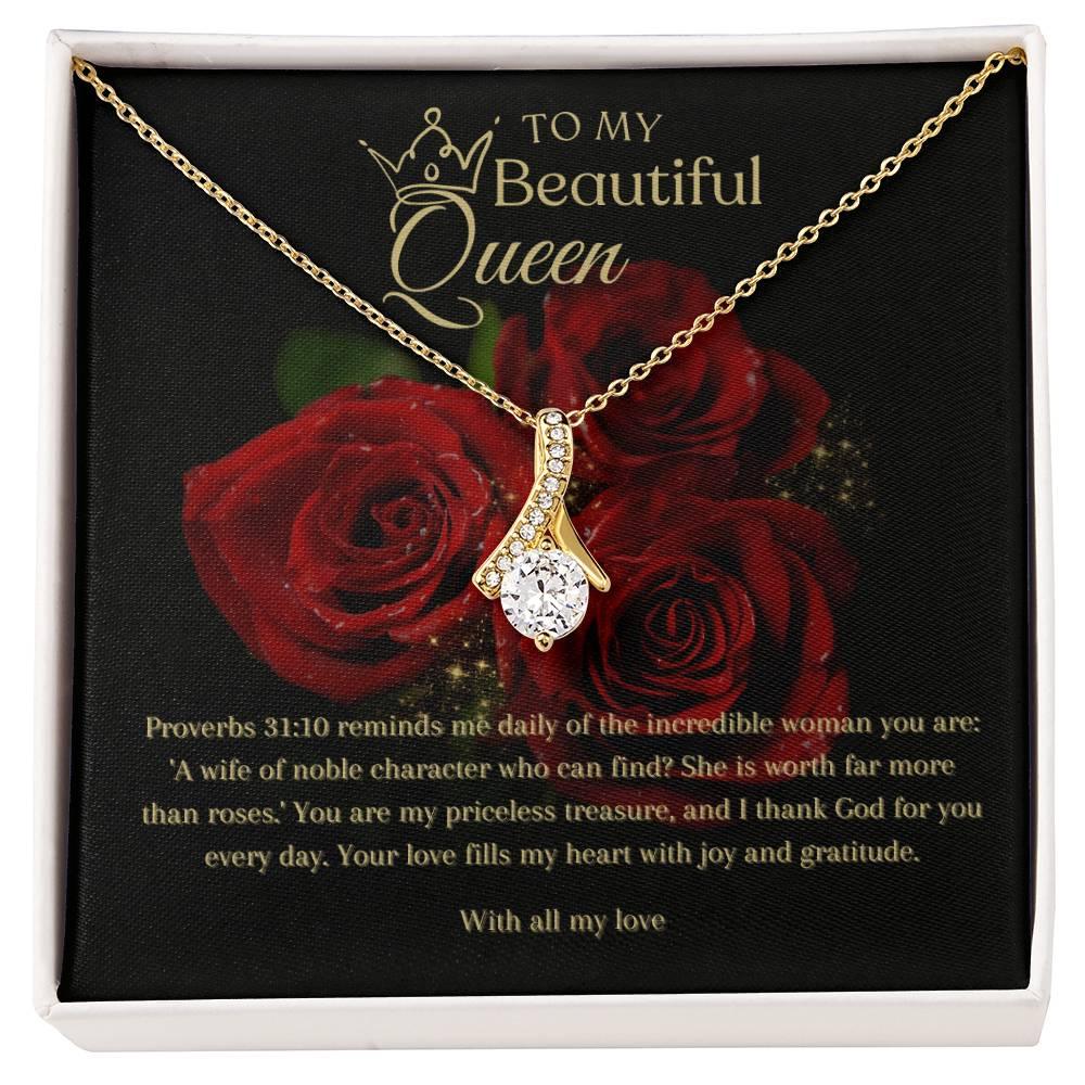 To My Beautiful Queen I Alluring Beauty Necklace I Gift for He,r Wife, Queen - Camili Bel Creations Gift Shop
