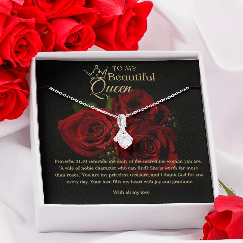 To My Beautiful Queen I Alluring Beauty Necklace I Gift for He,r Wife, Queen - Camili Bel Creations Gift Shop