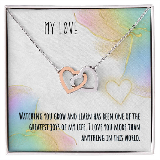 Daughter - Interlocking Hearts Necklace - Perfect Gift For Her - Camili Bel Creations Gift Shop