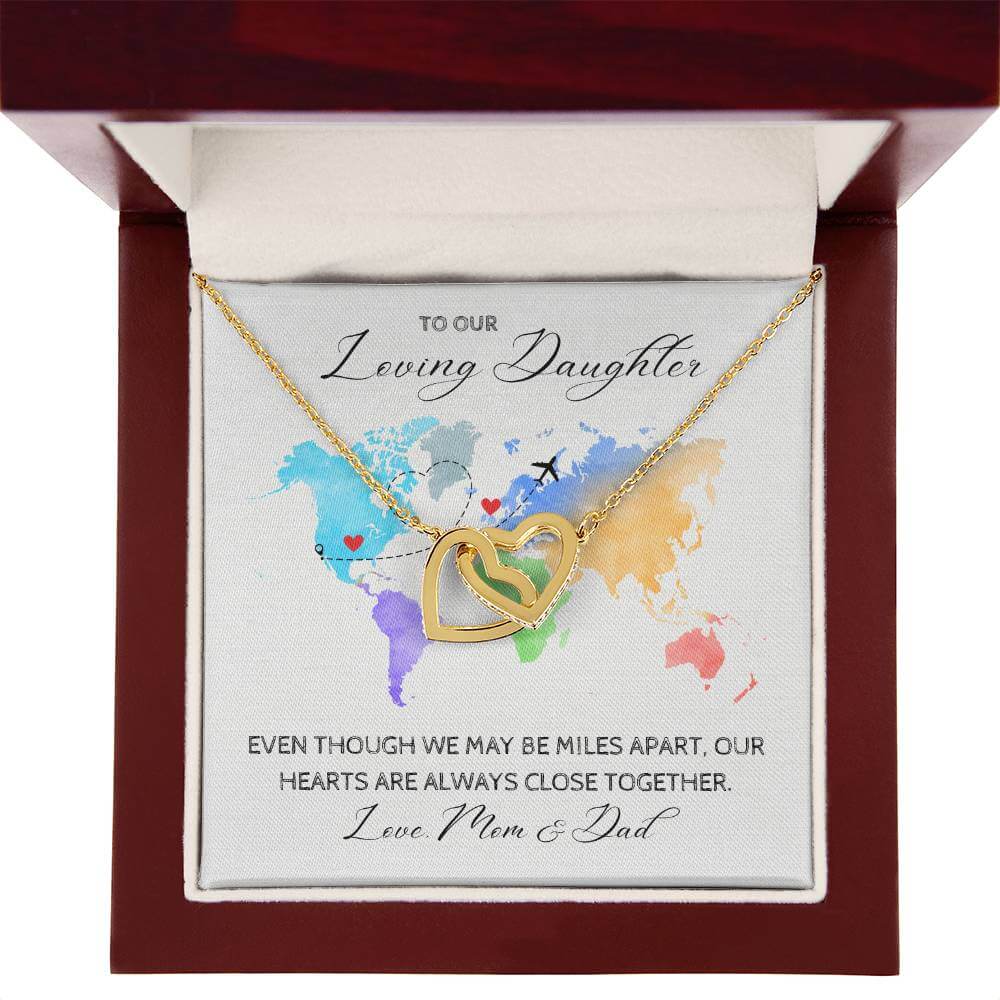 Interlocking Hearts Necklace I Good Luck Good Bye Gift I From Parents To Daughter - Camili Bel Creations Gift Shop
