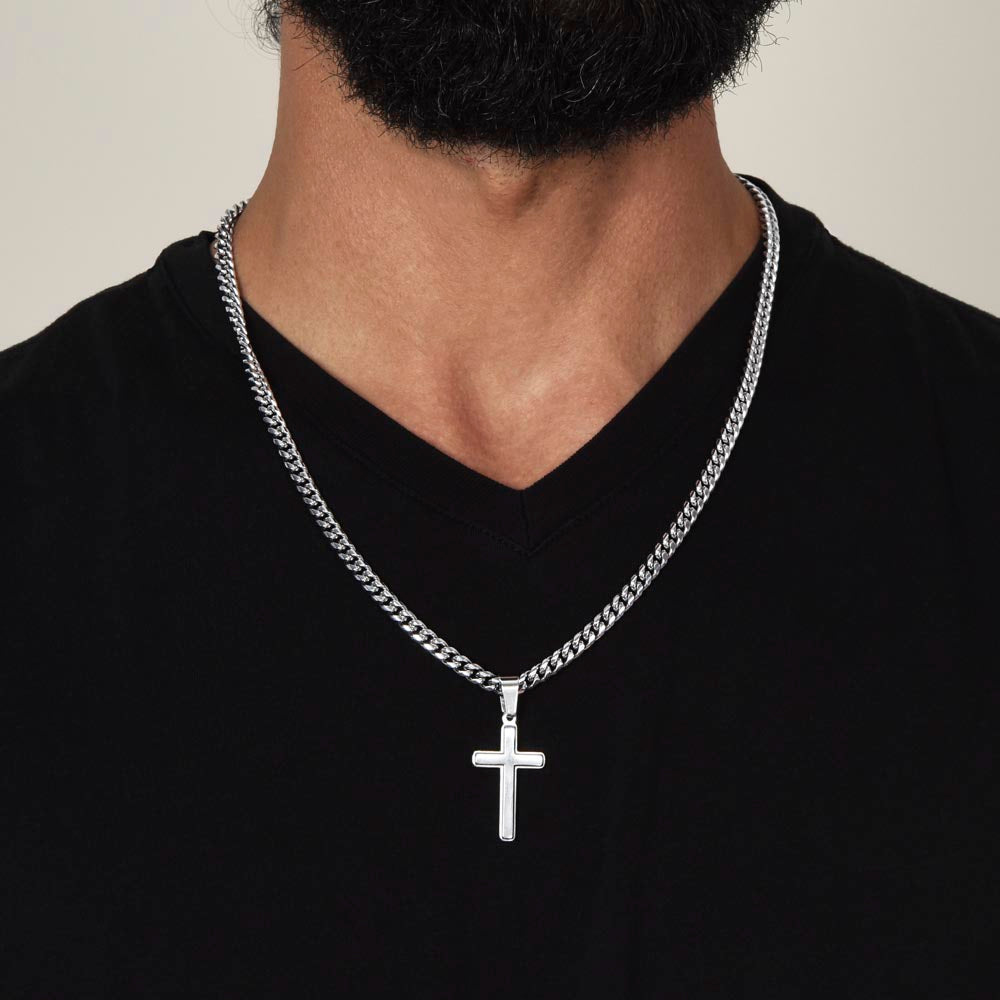 To My Son - Flying On Faith - Cuban Link Cross Necklace - Camili Bel Creations Gift Shop