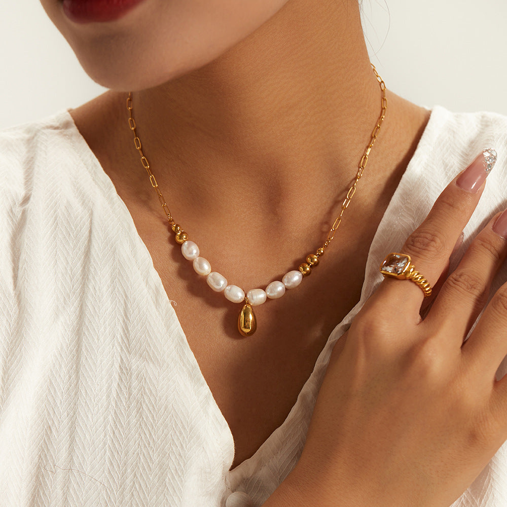 Gorgeous 18K Golden Baroque Freshwater Pearl Elegant Necklace - Camili Bel Creations Gift Shop