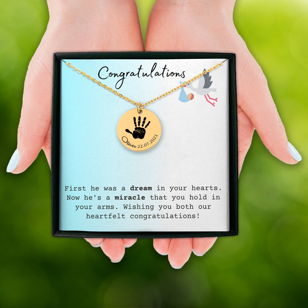 Actual Hand Print Necklace - Customizable Jewelry For New Mom - Camili Bel Creations Gift Shop
