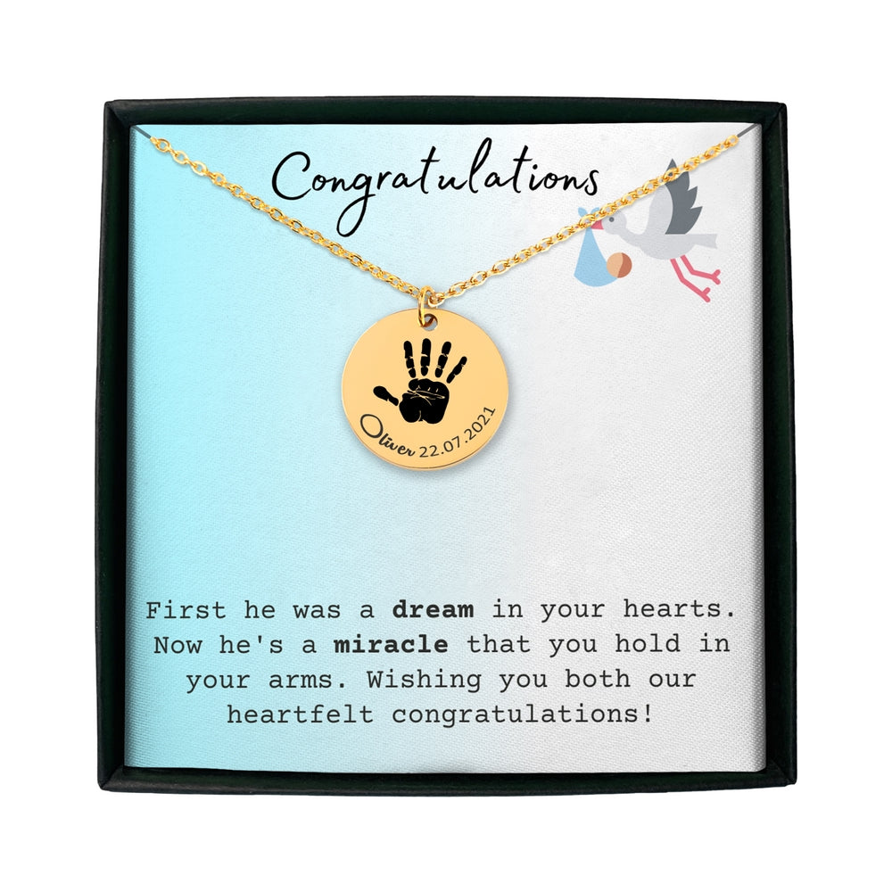Actual Hand Print Necklace - Customizable Jewelry For New Mom - Camili Bel Creations Gift Shop