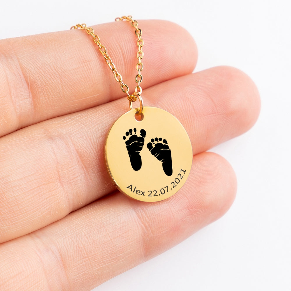 Actual Feet Print Necklace - Customizable Jewelry For New Mom - Camili Bel Creations Gift Shop