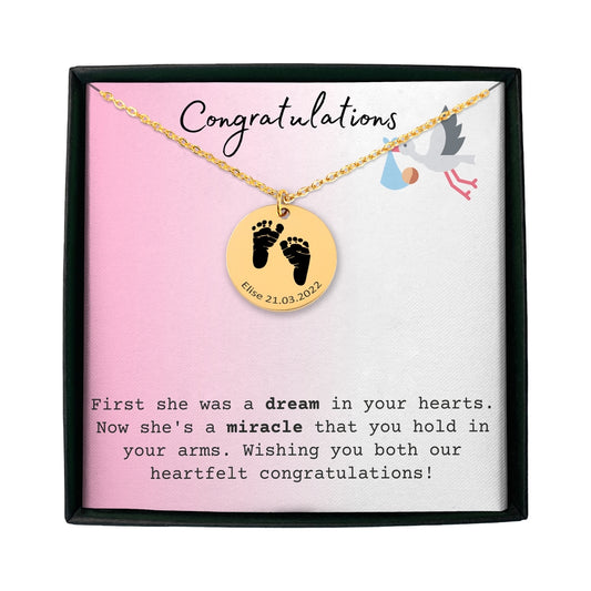 Actual Feet Print Necklace - Customizable Jewelry For New Mom - Camili Bel Creations Gift Shop