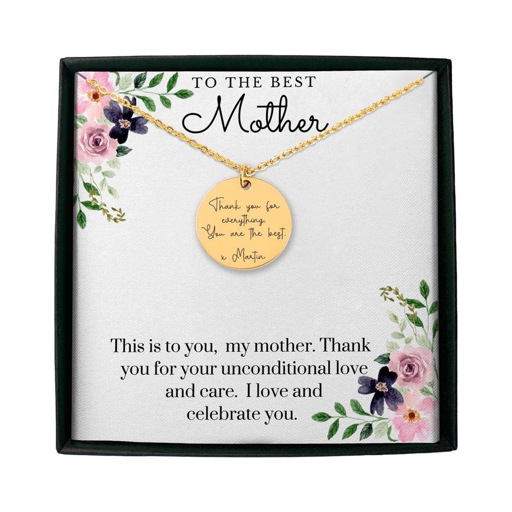 To The Best Mother - Custom Message Necklace - Camili Bel Creations Gift Shop
